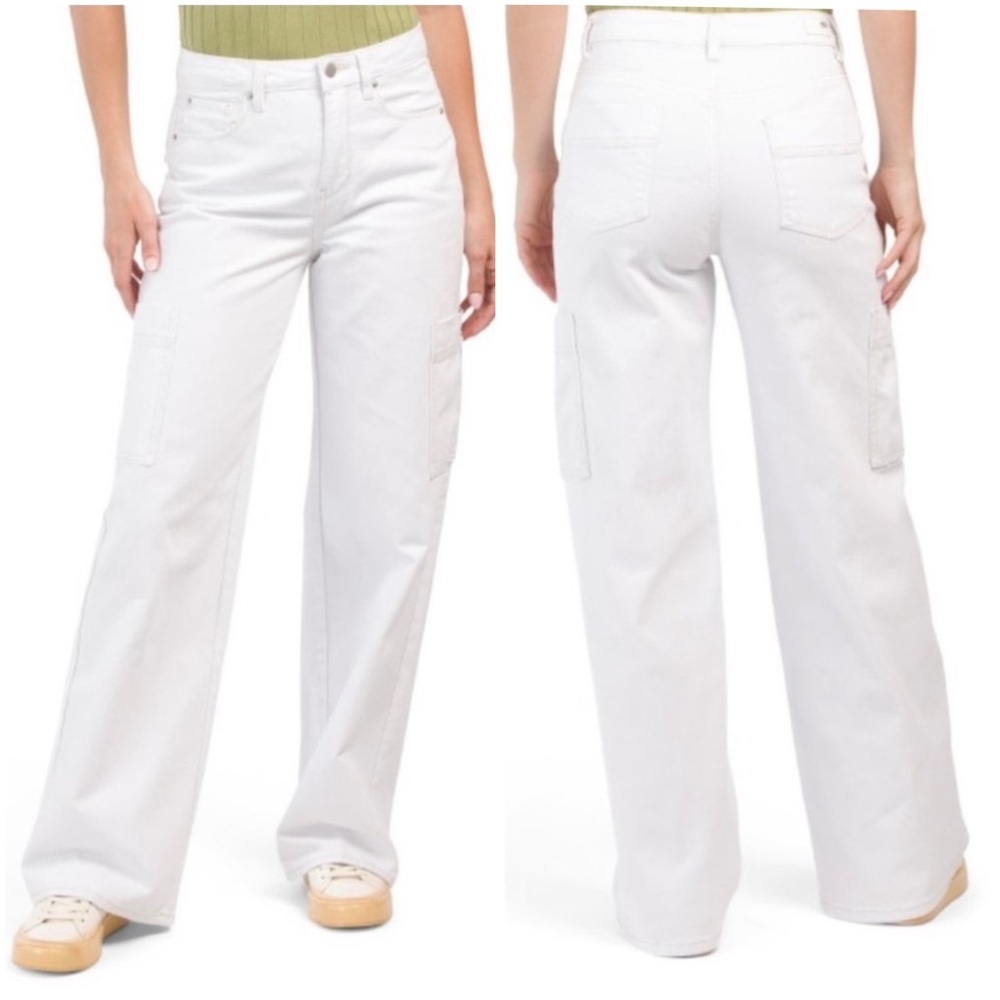 NWT Blue Revival Women’s White Cargo Wide Leg Stretch Flex Back Jeans Size 32